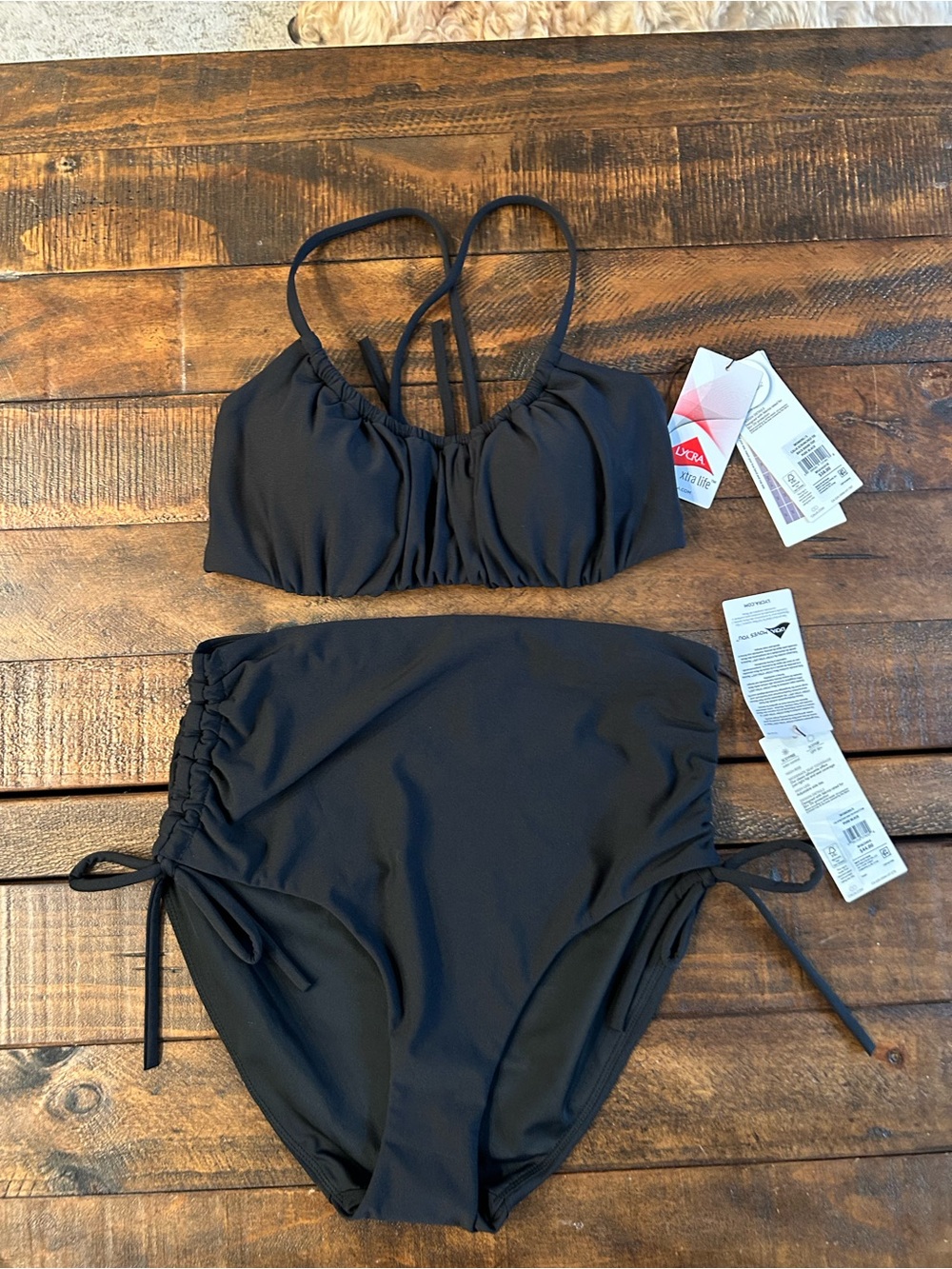 CALIA by Carrie Underwood Black Ruched Bralette & High-Waist Bikini